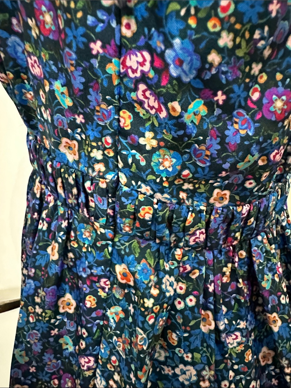 Sandro Blue Floral Maxi Dress with Puff Sleeves - Picture 9 of 14